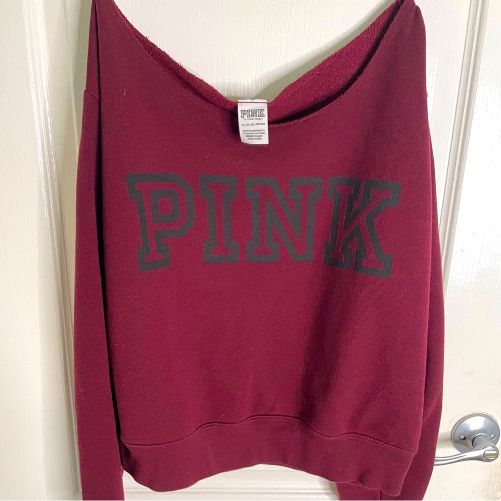 VS PINK Slouchy Off Shoulder Sweatshirt